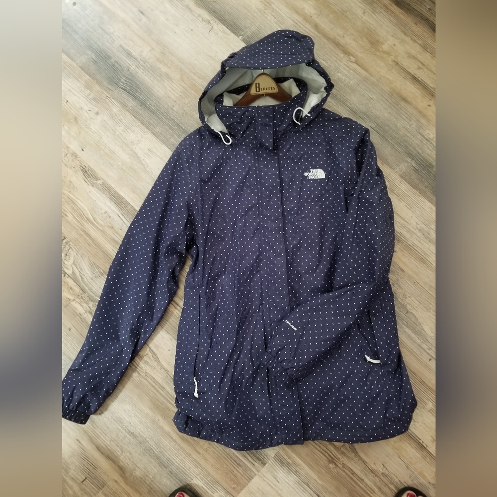 The North Face Women's Dark Blue Polka Dot Rain Jacket